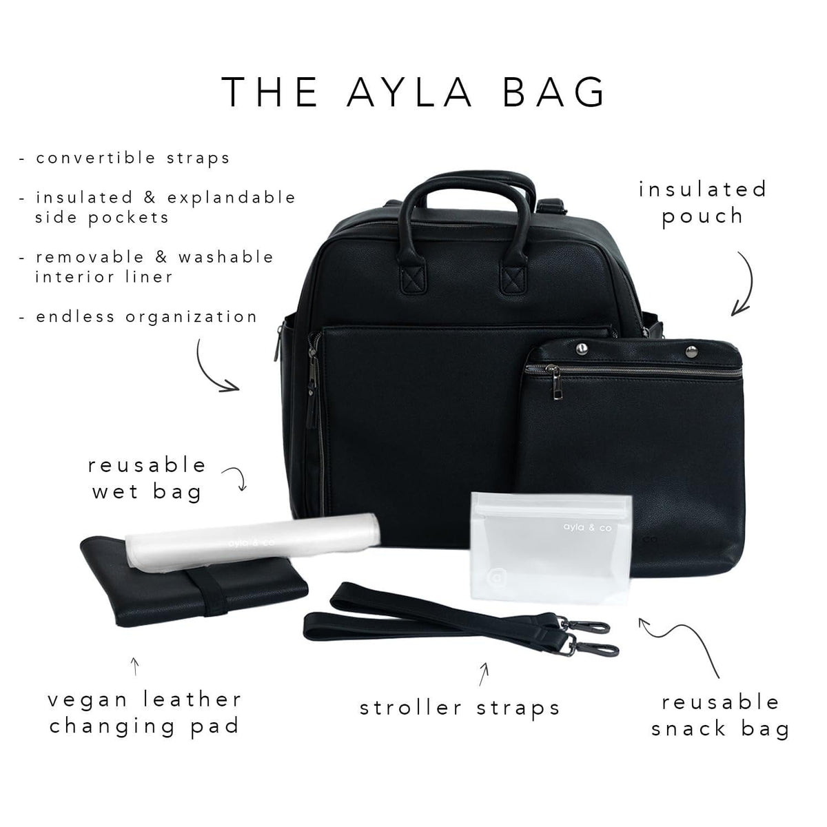 Ayla & Co Convertible Diaper Bag Backpack | Vegan Leather