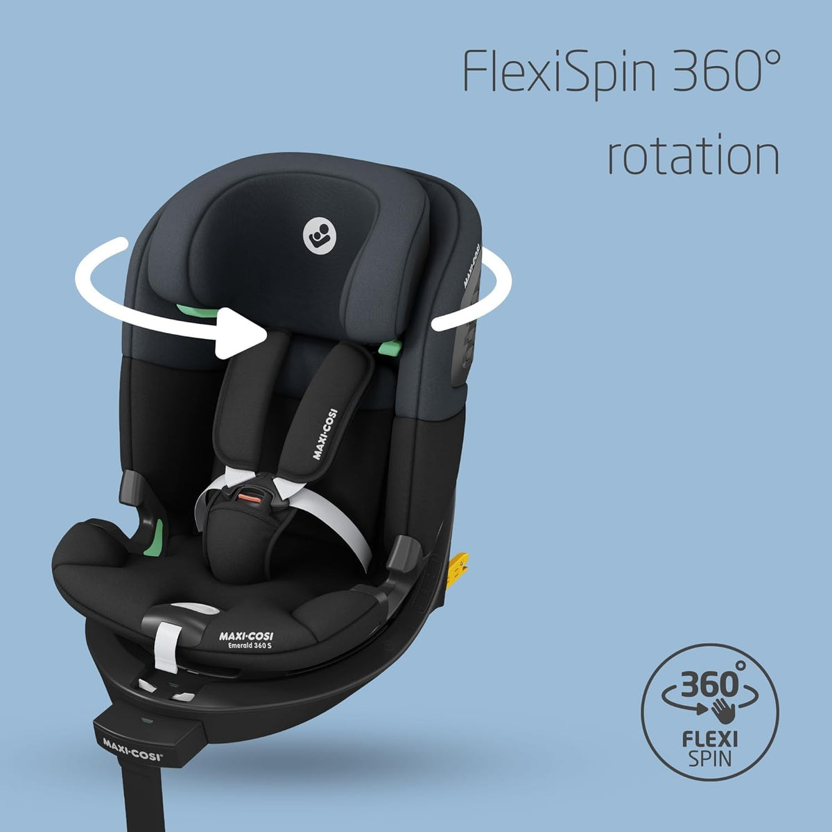Maxi-Cosi Emerald S i-Size 360° Car Seat, 0–12 Years, Group 0+123 – Tonal Black