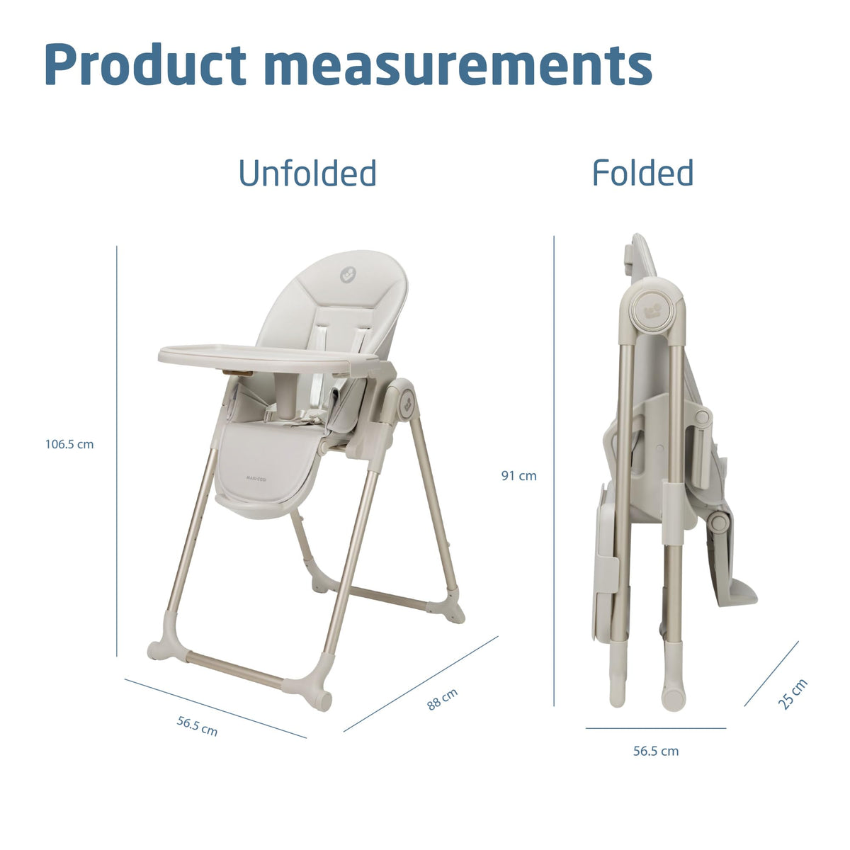 Maxi-Cosi Ava2 Foldable Highchair, 0–3 Years, 4 Reclines – Elegance Beige