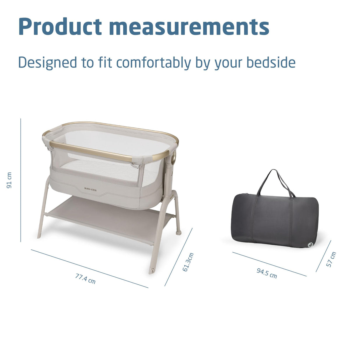 Maxi-Cosi Iora² Co-Sleeping Bassinet, 0–6 Months – Elegance Beige