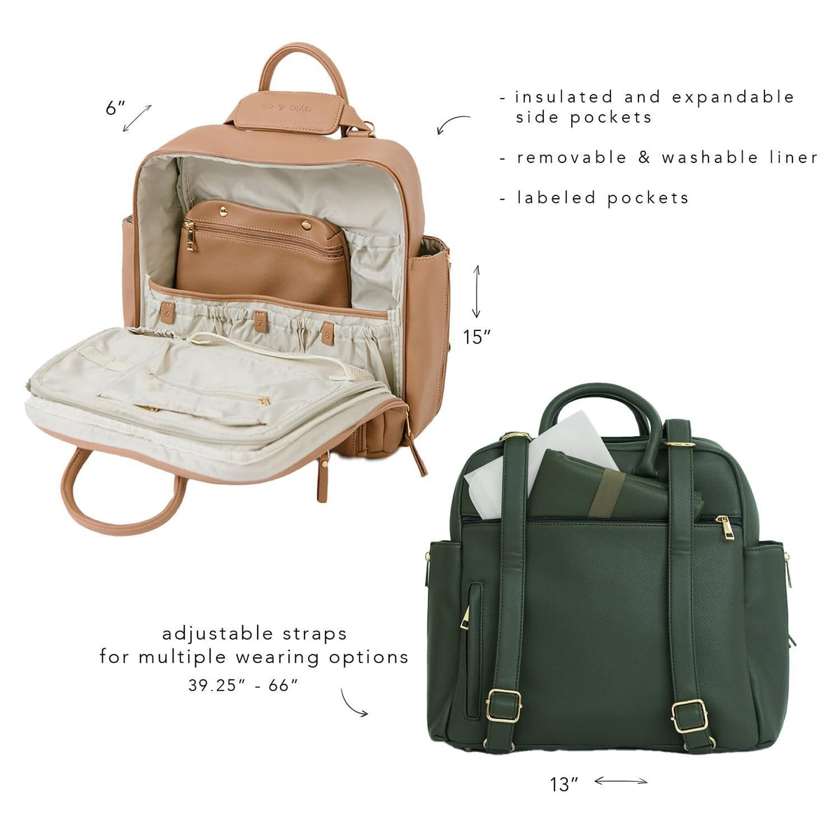 Ayla & Co Convertible Diaper Bag Backpack | Vegan Leather