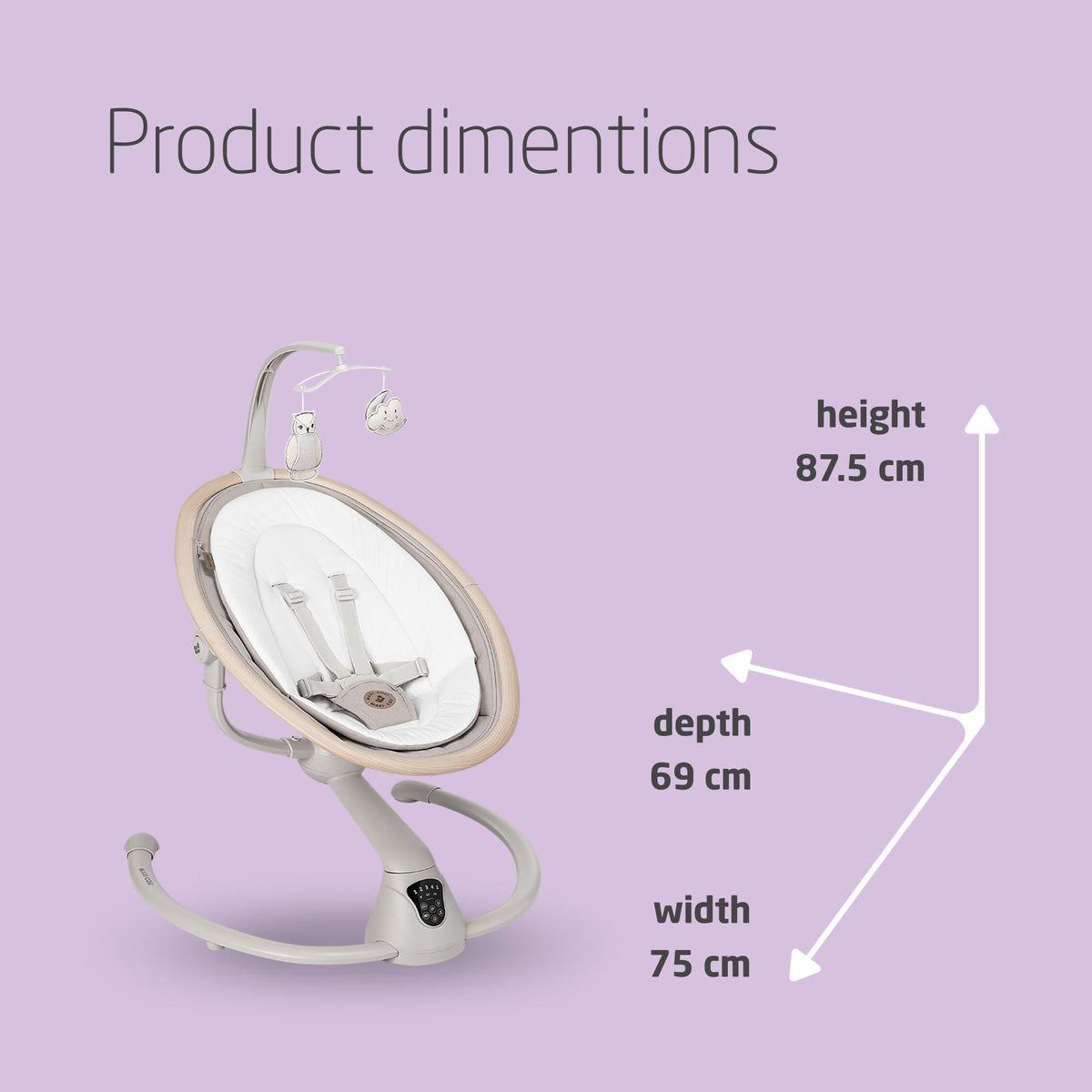 Maxi-Cosi Cassia Electric Baby Swing, 0–6 Months, 360° Rotation – Classic Beige
