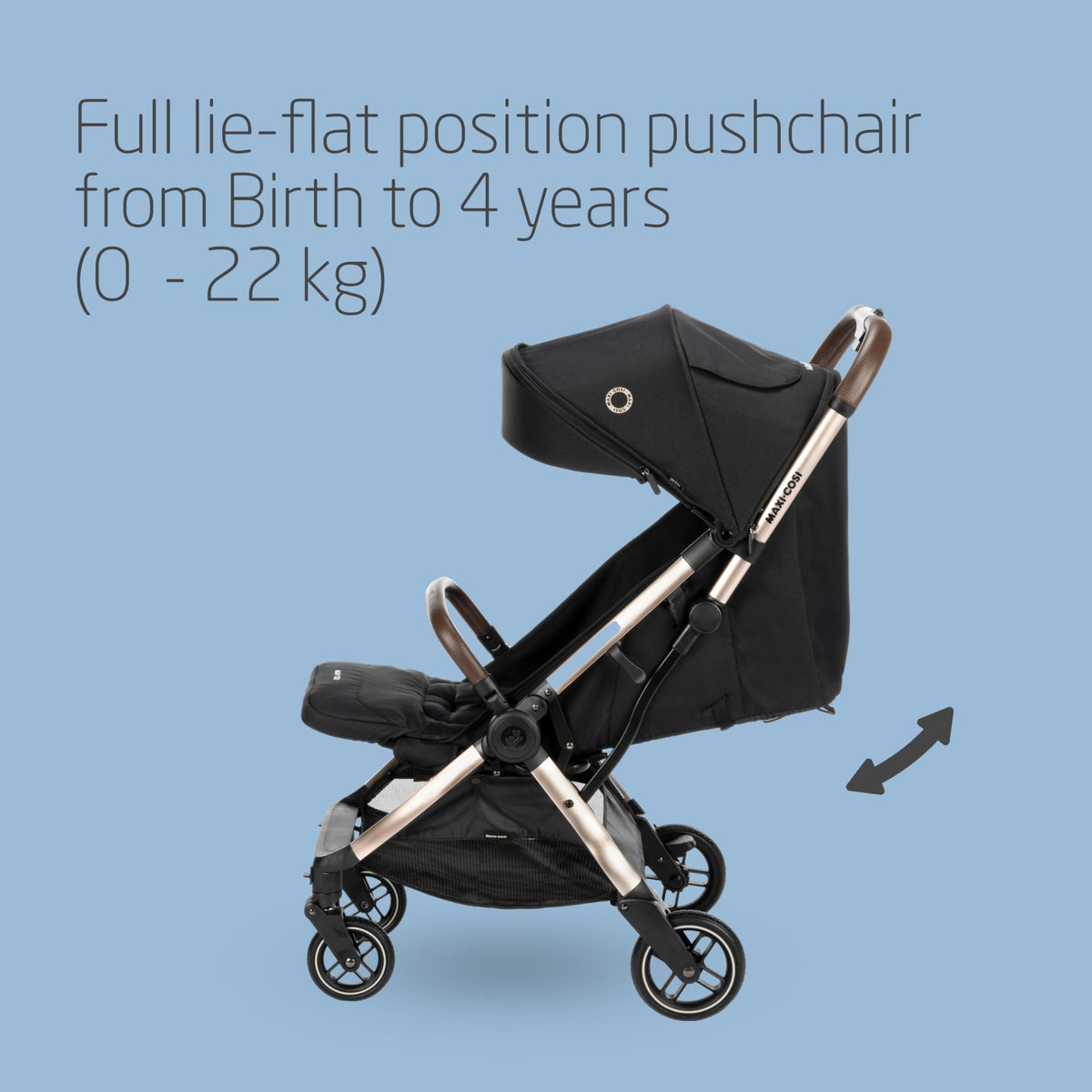 Maxi-Cosi Eva3 Lightweight Pushchair, 0–4 Years, Auto Fold – Essential Black