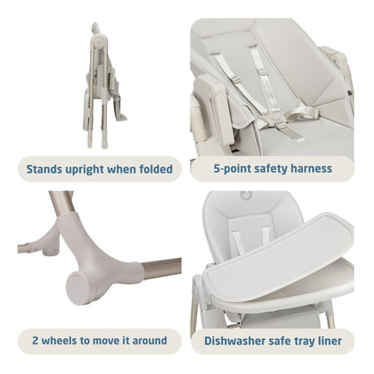 Maxi-Cosi Ava2 Foldable Highchair, 0–3 Years, 4 Reclines – Elegance Beige