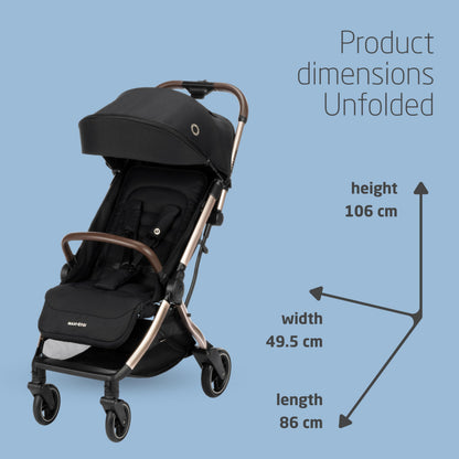 Maxi-Cosi Eva3 Lightweight Pushchair, 0–4 Years, Auto Fold – Essential Black