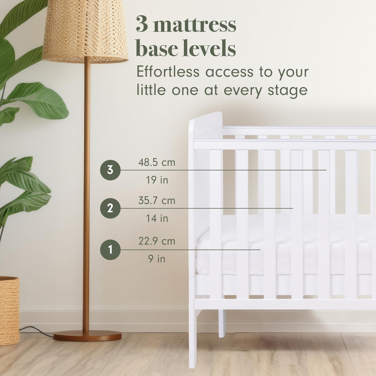 Tutti Bambini Rio 2-in-1 Cot Bed & Changer White 140x70cm