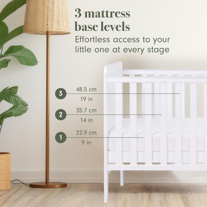 Tutti Bambini Rio 2-in-1 Cot Bed & Changer White 140x70cm
