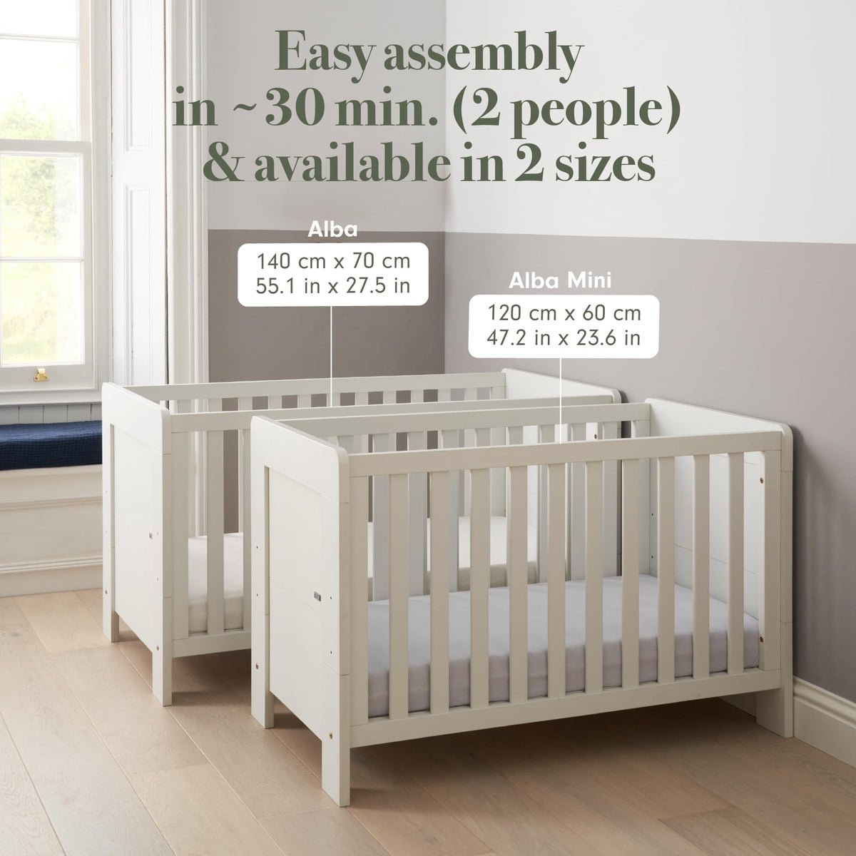 Tutti Bambini Alba 3-in-1 Convertible Cot Bed White 140x70