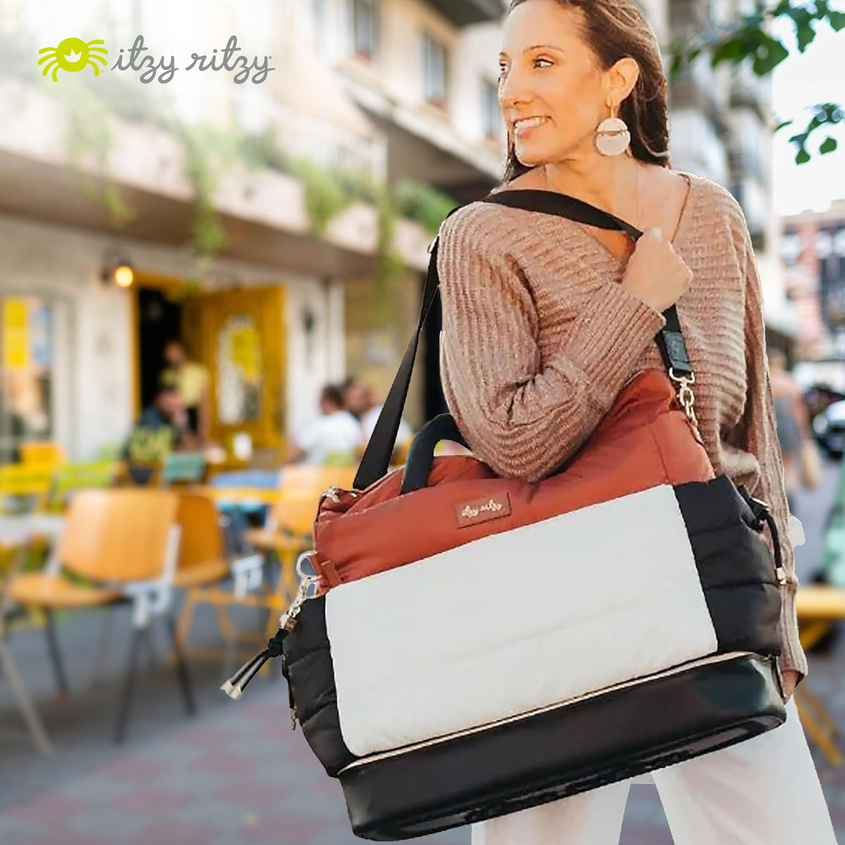 Itzy Ritzy Dream Convertible Diaper Bag 14 Pockets | Coffee & Cream