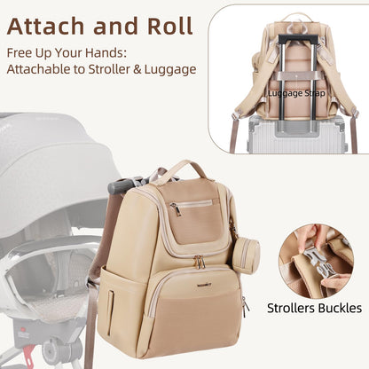 Vosmles Large Neoprene Diaper Bag Backpack with Changing Pad – Khaki