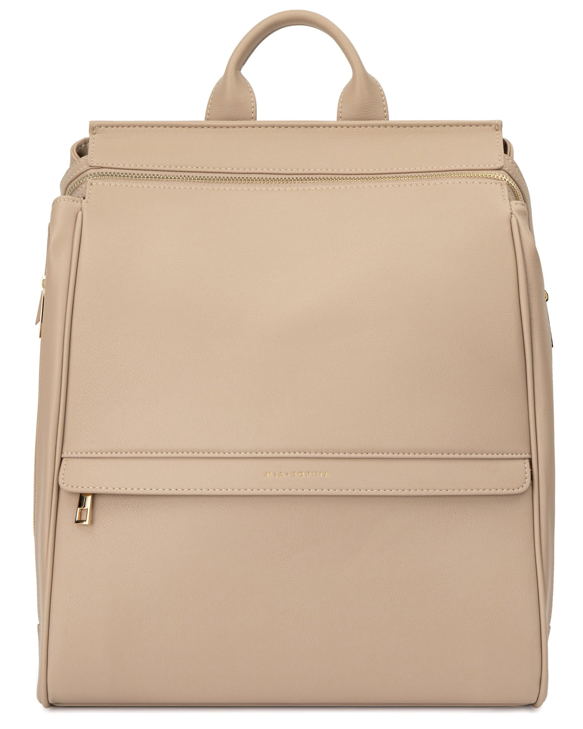 Mia + Sophia Vegan Leather Diaper Bag Backpack USB Port Beige