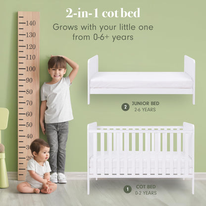 Tutti Bambini Rio 2-in-1 Cot Bed & Changer White 140x70cm