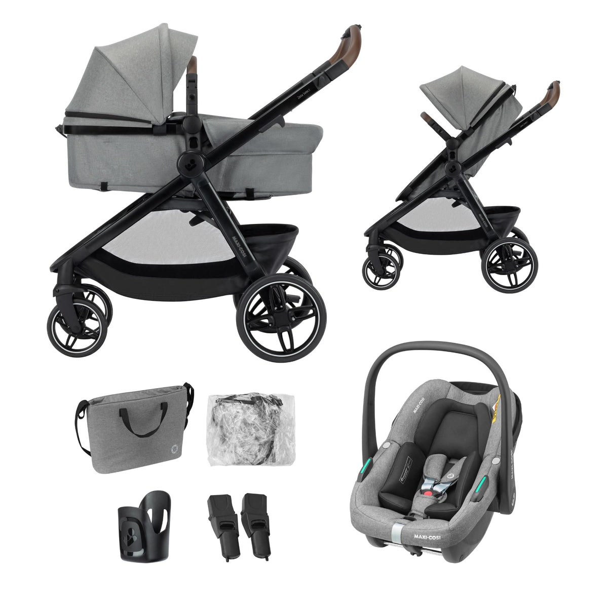 Maxi-Cosi Zelia Select Trio 3-in-1 Travel System, 0–4 Years – Grey
