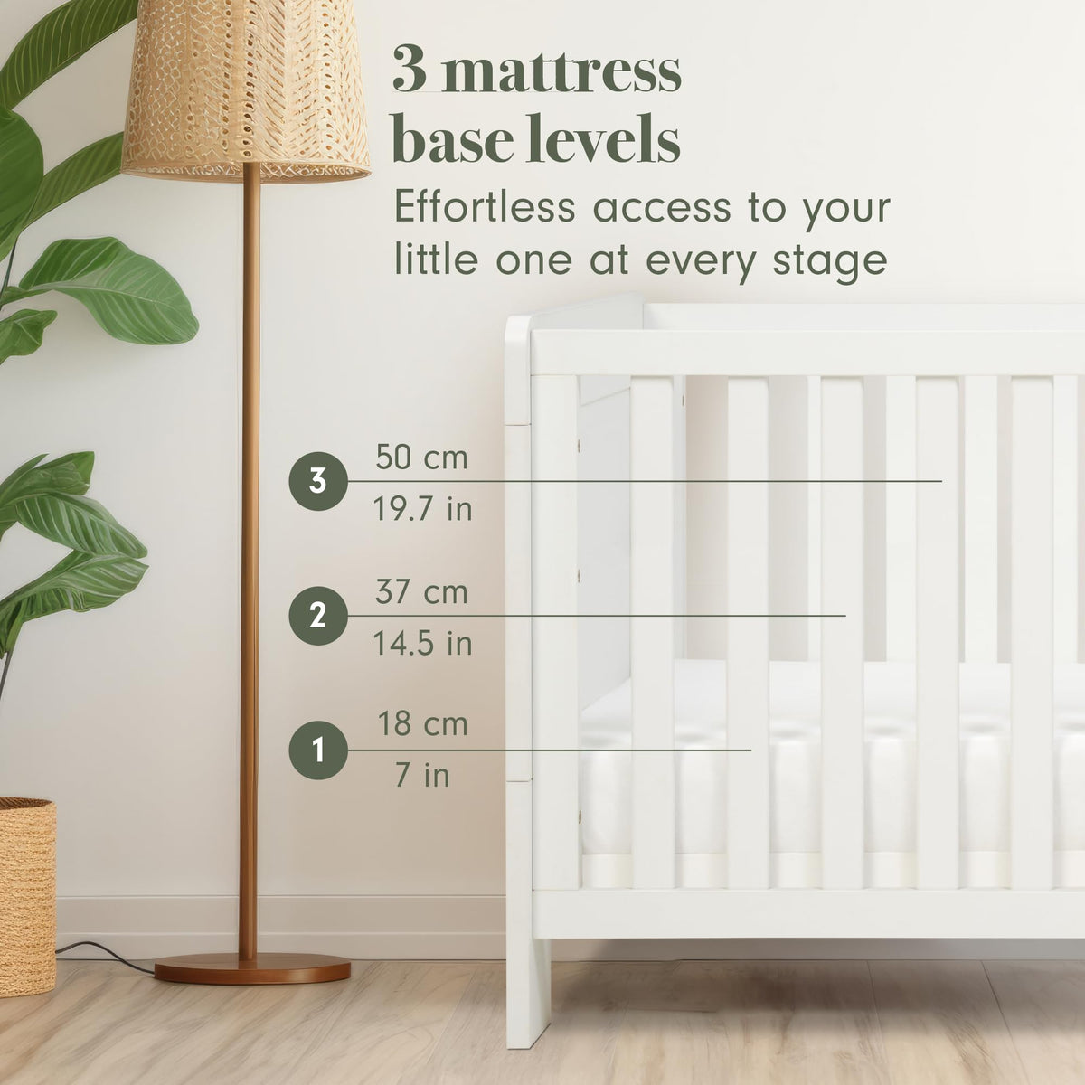 Tutti Bambini Alba 3-in-1 Convertible Cot Bed White 140x70