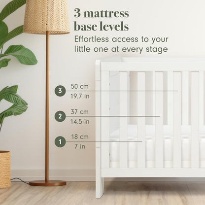 Tutti Bambini Alba 3-in-1 Convertible Cot Bed White 140x70