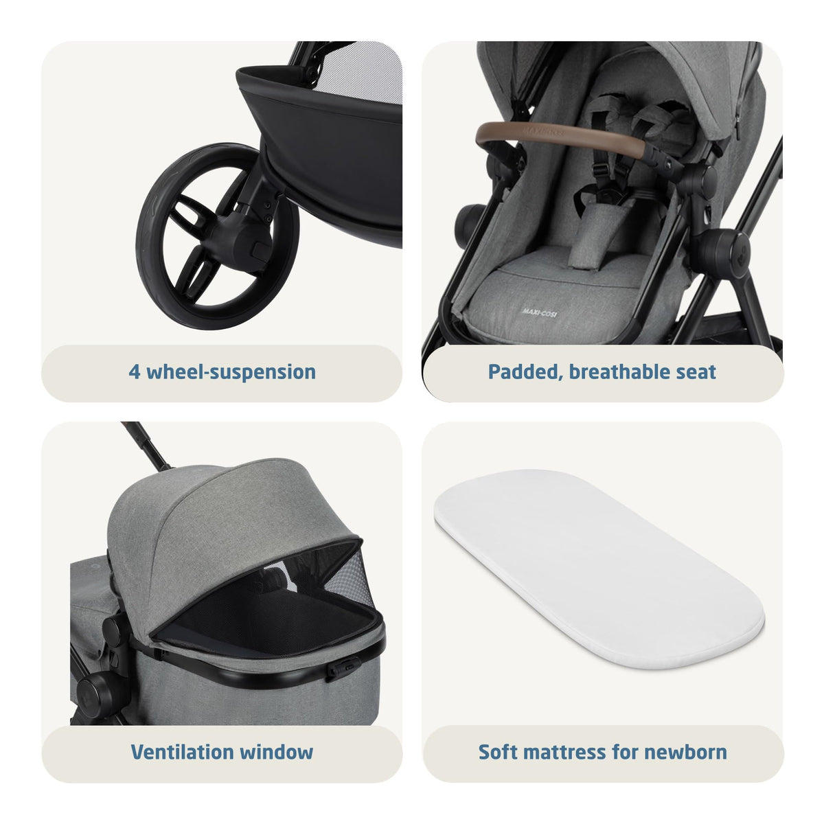 Maxi-Cosi Zelia Select Trio 3-in-1 Travel System, 0–4 Years – Grey