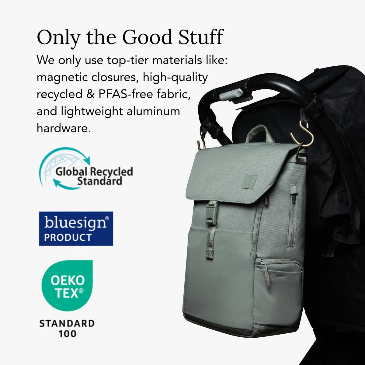 Huhu Diaper Bag Backpack | Water-Resistant | Outdoorsy Sage