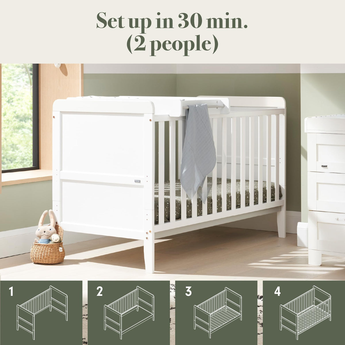 Tutti Bambini Rio 2-in-1 Cot Bed & Changer White 140x70cm