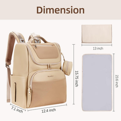 Vosmles Large Neoprene Diaper Bag Backpack with Changing Pad – Khaki