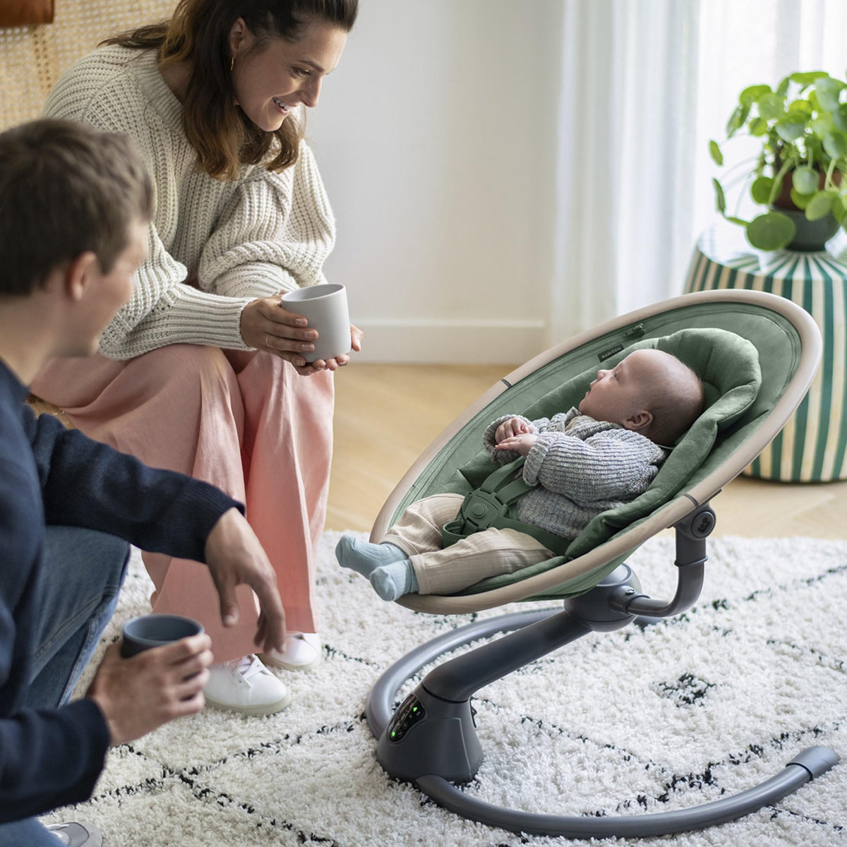 Maxi-Cosi Cassia Electric Baby Swing, 0–6 Months, 360° Rotation – Classic Beige