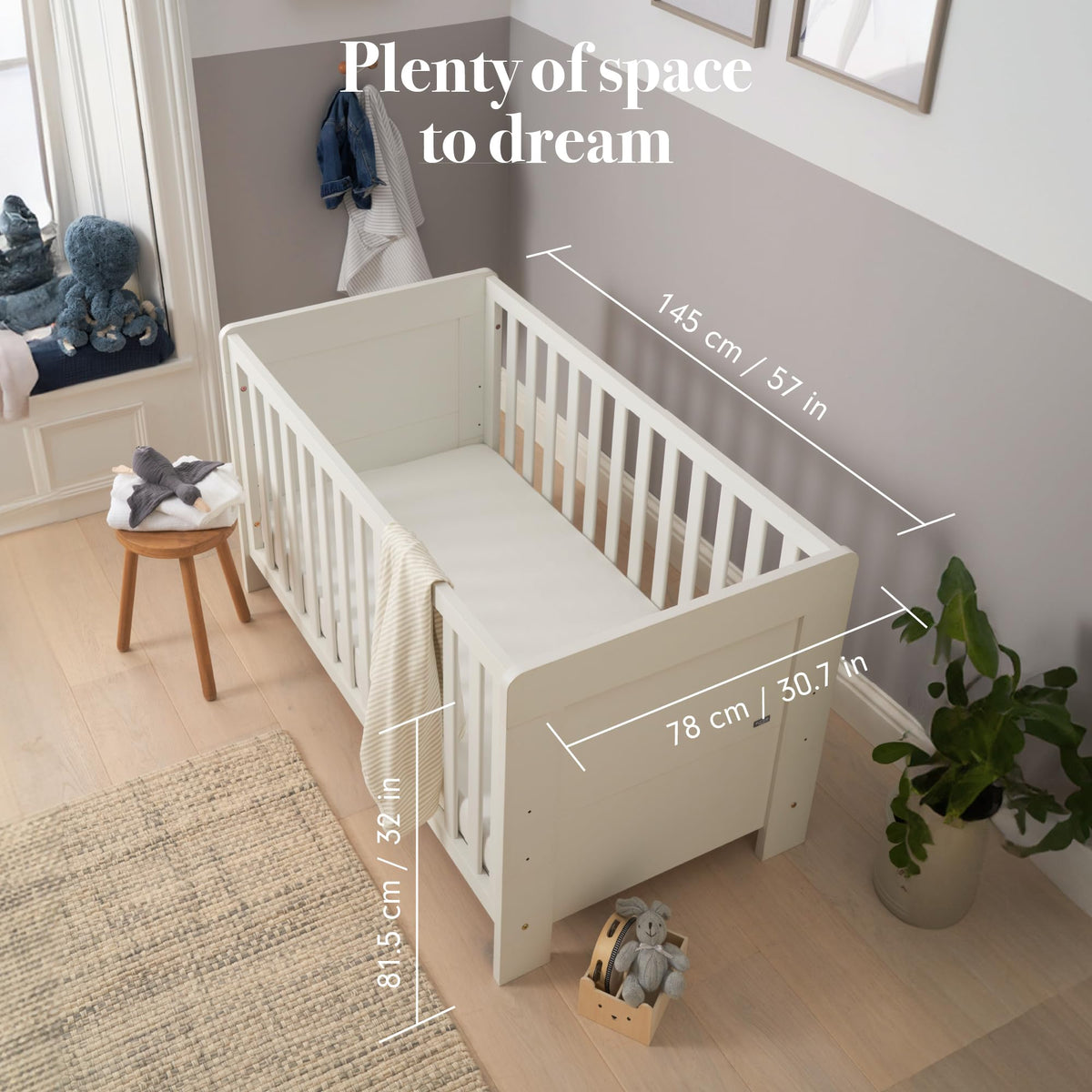 Tutti Bambini Alba 3-in-1 Convertible Cot Bed White 140x70