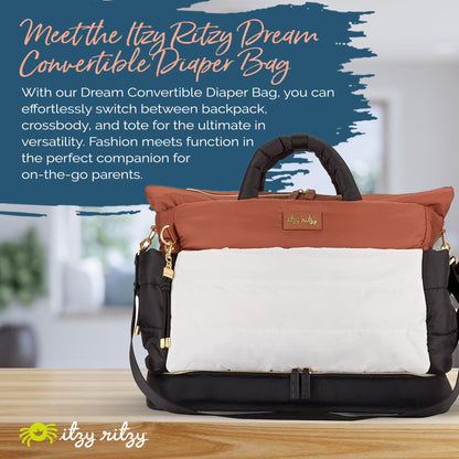 Itzy Ritzy Dream Convertible Diaper Bag 14 Pockets | Coffee & Cream