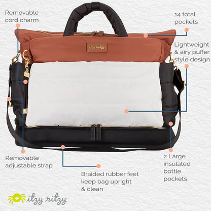 Itzy Ritzy Dream Convertible Diaper Bag 14 Pockets | Coffee & Cream