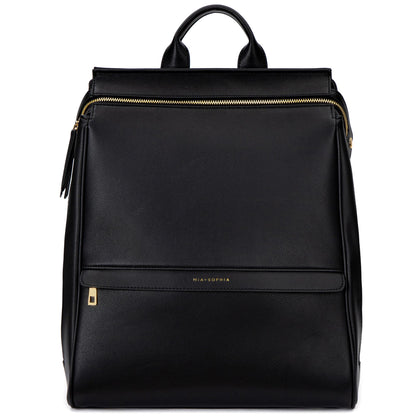 Mia + Sophia Vegan Leather Diaper Bag Backpack Black Sophia M