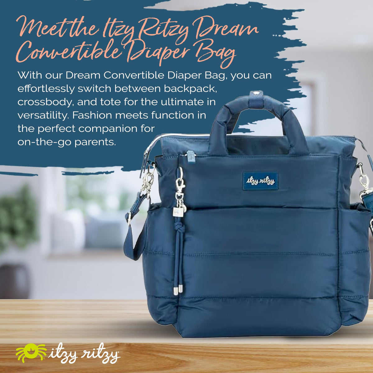 Itzy Ritzy Dream Convertible Diaper Bag | Sapphire Starlight