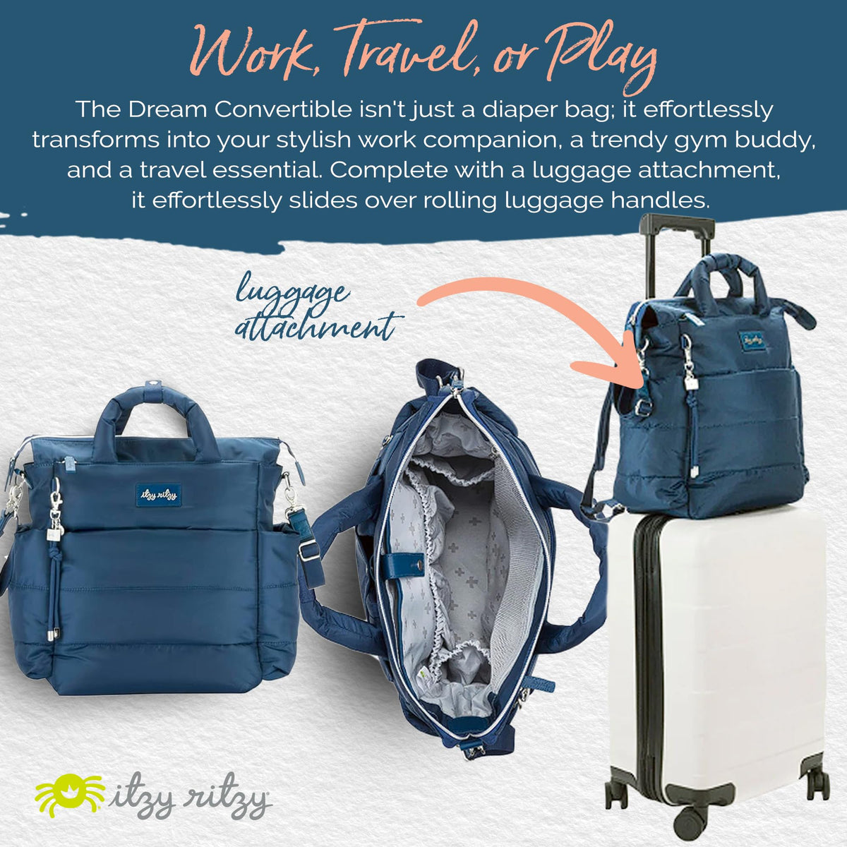 Itzy Ritzy Dream Convertible Diaper Bag | Sapphire Starlight